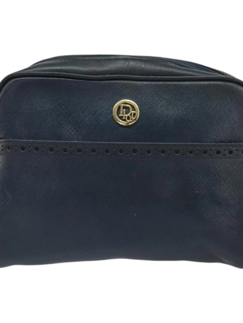 Christian Dior Shoulder Bag Leather Navy Gold Auth bs33276 - Picture 3 of 15